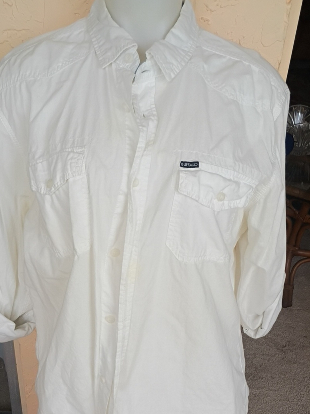 Buffalo David Bitton 100 % Cotton Off-White Button Front Shirt